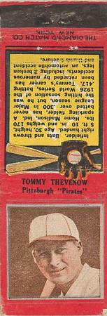 1934 Diamond Matchbooks (U1) #NNO Tommy Thevenow Front