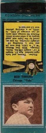 1934 Diamond Matchbooks (U1) #NNO Bud Tinning Front