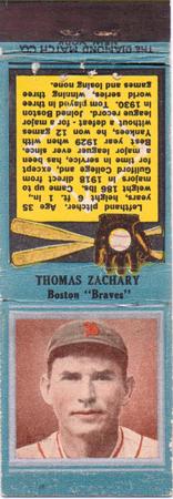 1934 Diamond Matchbooks (U1) #NNO Thomas Zachary Front