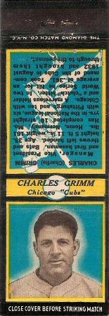 1935 Diamond Matchbooks (U2) #NNO Charlie Grimm Front