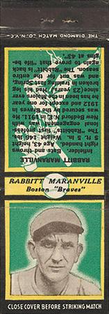 1935 Diamond Matchbooks (U2) #NNO Rabbit Maranville Front