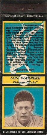 1935 Diamond Matchbooks (U2) #NNO Lon Warneke Front