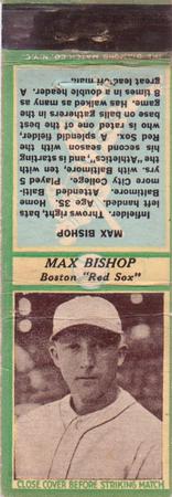 1935-36 Diamond Matchbooks (U3-1) #NNO Max Bishop Front