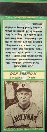 1935-36 Diamond Matchbooks (U3-1) #NNO Don Brennan Front