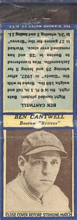 1935-36 Diamond Matchbooks (U3-1) #NNO Ben Cantwell Front