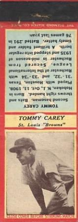 1935-36 Diamond Matchbooks (U3-1) #NNO Tommy Carey Front