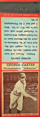 1935-36 Diamond Matchbooks (U3-1) #NNO George Caster Front