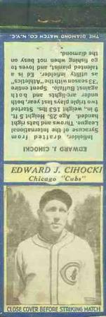 1935-36 Diamond Matchbooks (U3-1) #NNO Edward J. Cihocki Front