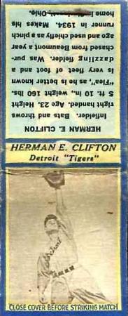 1935-36 Diamond Matchbooks (U3-1) #NNO Herman E. Clifton Front