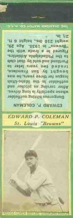 1935-36 Diamond Matchbooks (U3-1) #NNO Edward P. Coleman Front