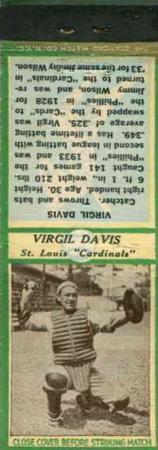 1935-36 Diamond Matchbooks (U3-1) #NNO Virgil Davis Front