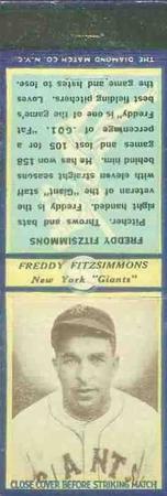 1935-36 Diamond Matchbooks (U3-1) #NNO Freddie Fitzsimmons Front