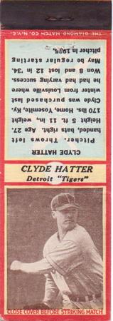 1935-36 Diamond Matchbooks (U3-1) #NNO Clyde Hatter Front