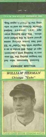 1935-36 Diamond Matchbooks (U3-1) #NNO William Herman Front