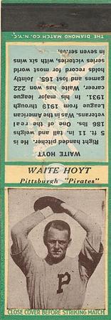 1935-36 Diamond Matchbooks (U3-1) #NNO Waite Hoyt Front