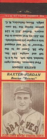 1935-36 Diamond Matchbooks (U3-1) #NNO Baxter Jordan Front