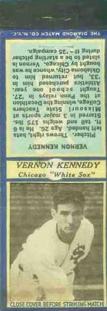 1935-36 Diamond Matchbooks (U3-1) #NNO Vernon Kennedy Front