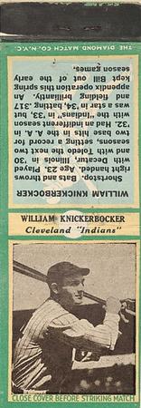 1935-36 Diamond Matchbooks (U3-1) #NNO William Knickerbocker (1935 Issue) Front