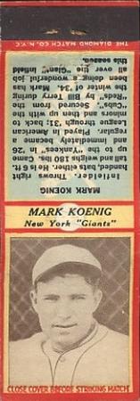 1935-36 Diamond Matchbooks (U3-1) #NNO Mark Koenig Front