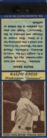 1935-36 Diamond Matchbooks (U3-1) #NNO Ralph Kress Front