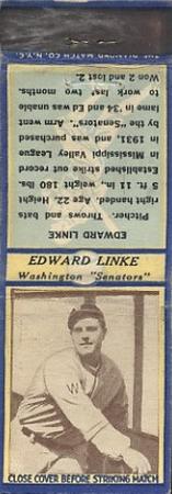 1935-36 Diamond Matchbooks (U3-1) #NNO Edward Linke Front