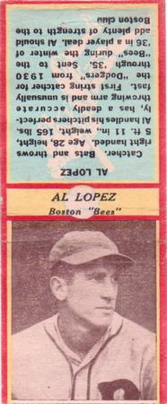 1935-36 Diamond Matchbooks (U3-1) #NNO Al Lopez Front