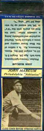 1935-36 Diamond Matchbooks (U3-1) #NNO John Marcum Front