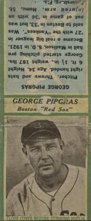 1935-36 Diamond Matchbooks (U3-1) #NNO George Pipgras Front