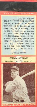 1935-36 Diamond Matchbooks (U3-1) #NNO John Stone Front