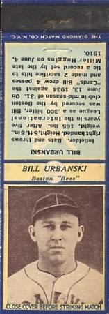 1935-36 Diamond Matchbooks (U3-1) #NNO Bill Urbanski Front