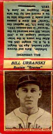 1935-36 Diamond Matchbooks (U3-1) #NNO Bill Urbanski Front