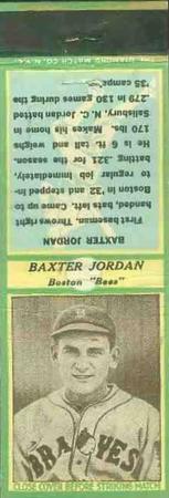 1935-36 Diamond Matchbooks (U3-1) #NNO Baxter Jordan Front