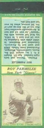 1935-36 Diamond Matchbooks (U3-1) #NNO Roy Parmalee Front