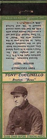 1936 Diamond Matchbooks (U4) #NNO Tony Cuccinello Front