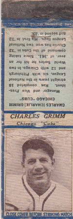 1936 Diamond Matchbooks (U4) #NNO Charles Grimm (Home Jersey) Front