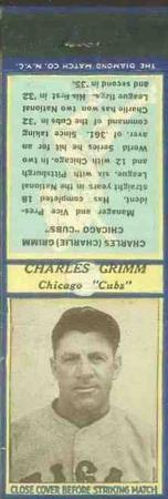 1936 Diamond Matchbooks (U4) #NNO Charles Grimm (Road Jersey) Front