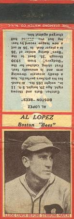 1936 Diamond Matchbooks (U4) #NNO Al Lopez Front