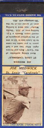 1936 Diamond Matchbooks #NNO Joe Medwick Front