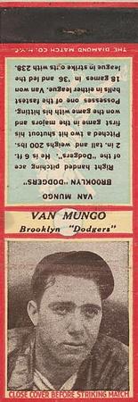 1936 Diamond Matchbooks (U4) #NNO Van Mungo Front