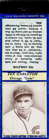 1937 Diamond Matchbooks (U3-2) #NNO Tex Carleton Front