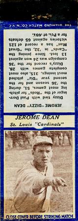 1937 Diamond Matchbooks (U3-2) #NNO Jerome Dean Front