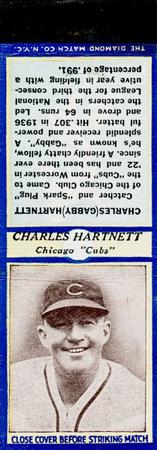 1937 Diamond Matchbooks (U3-2) #NNO Charles Hartnett Front