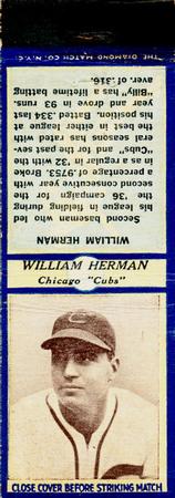 1937 Diamond Matchbooks (U3-2) #NNO William Herman Front