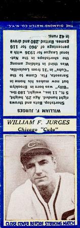 1937 Diamond Matchbooks (U3-2) #NNO William F. Jurges Front