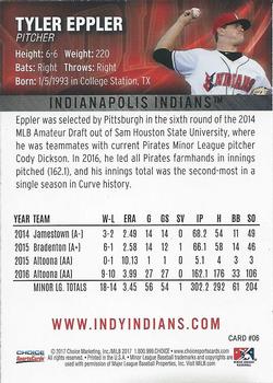 2017 Choice Indianapolis Indians #06 Tyler Eppler Back
