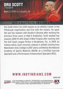 2017 Choice Indianapolis Indians #33 Dru Scott Back