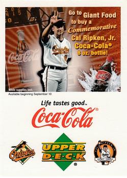 2001 Upper Deck Cal Ripken Jr. Last Game Tribute #NNO Coca-Cola/Giant Coupon Front