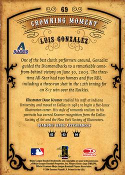 2004 Donruss Diamond Kings - Framed Bronze #69 Luis Gonzalez Back