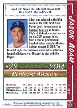 2014 Grandstand Northwest Arkansas Naturals #NNO Jason Adam Back
