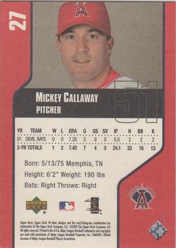 2002 Upper Deck 40-Man #27 Mickey Callaway Back